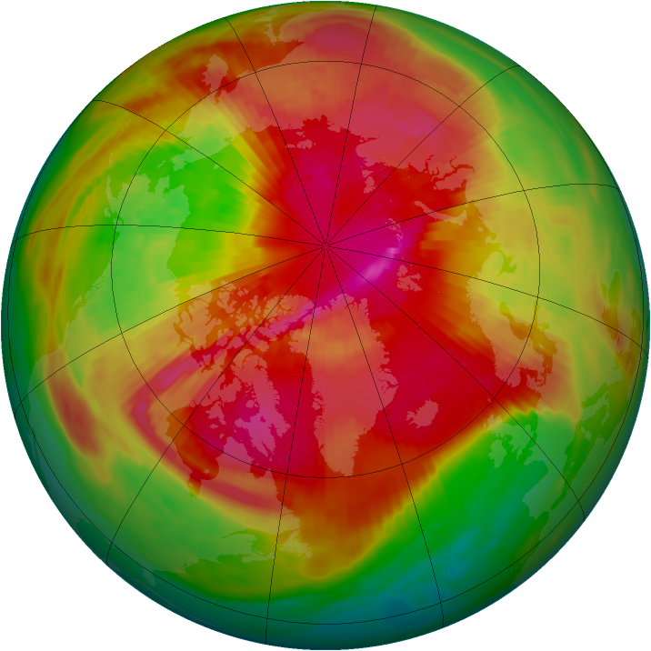 Arctic ozone map for 14 March 1989
